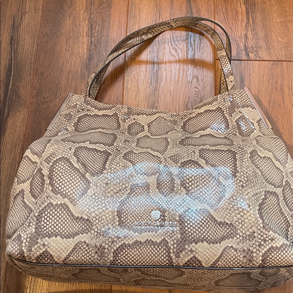 Vince Camuto Beige Snake Print Tote